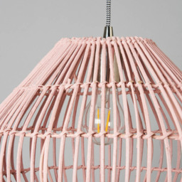 Bamboo Bobbin Herringbone Cable Ceiling Pendant Light, Pink - thumbnail 6