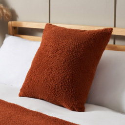 Really Soft Teddy Bear Fleece Cushion, Burnt Orange - thumbnail 1