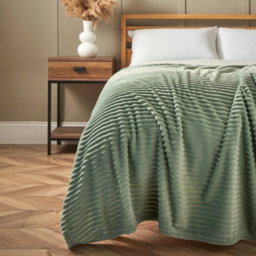 Luxury Ribbon Velvet Throw, Silt Green - thumbnail 1