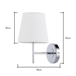 Mira Wall Light with Natural Shade, Chrome - thumbnail 7
