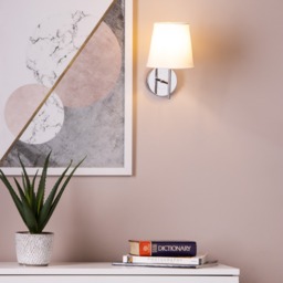 Mira Wall Light with Natural Shade, Chrome - thumbnail 3