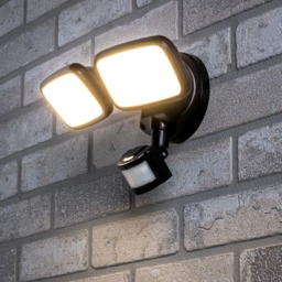 Wilson Twin 20 Watt LED Outdoor Flood Light with PIR Sensor, Black - thumbnail 3