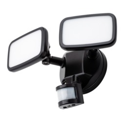 Wilson Twin 20 Watt LED Outdoor Flood Light with PIR Sensor, Black - thumbnail 1