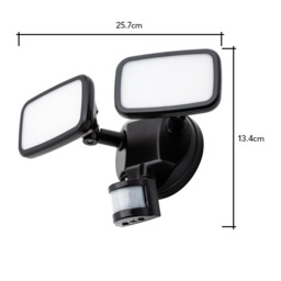 Wilson Twin 20 Watt LED Outdoor Flood Light with PIR Sensor, Black - thumbnail 8