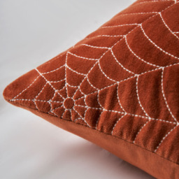 Cobweb Quilted Web Stitch Cushion, Orange - thumbnail 4