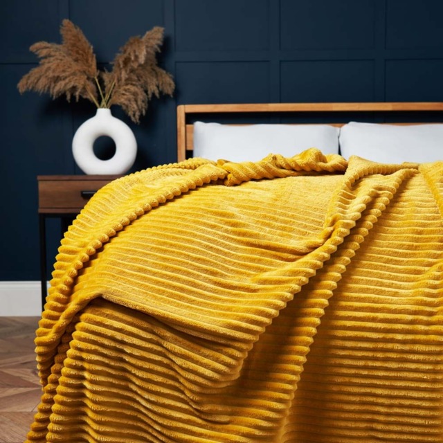 Luxury Ribbon Velvet Throw, Ochre - image 1