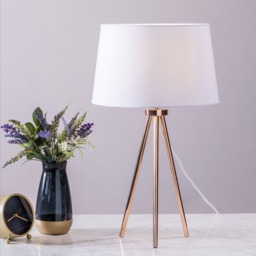Tristan Tripod Table Lamp, Copper and White - thumbnail 7