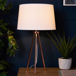 Tristan Tripod Table Lamp, Copper and White - thumbnail 3