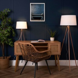 Tristan Tripod Table Lamp, Copper and White - thumbnail 9