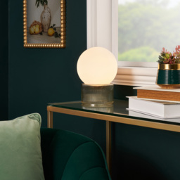 Harper Opal Glass Ball with Ribbed Base Table Lamp, Green - thumbnail 3