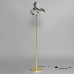 Emile Floor Lamp with Smoked and Opal Glass Shades, Satin Brass - thumbnail 6