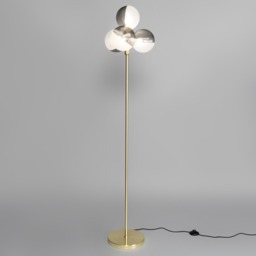 Emile Floor Lamp with Smoked and Opal Glass Shades, Satin Brass - thumbnail 5