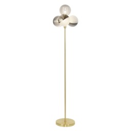 Emile Floor Lamp with Smoked and Opal Glass Shades, Satin Brass - thumbnail 3