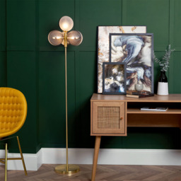 Emile Floor Lamp with Smoked and Opal Glass Shades, Satin Brass - thumbnail 4