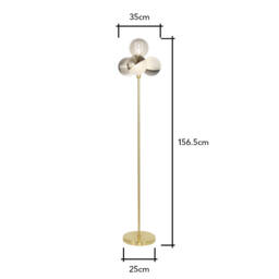 Emile Floor Lamp with Smoked and Opal Glass Shades, Satin Brass - thumbnail 9