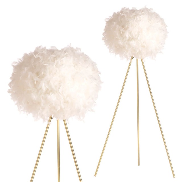 Plume Feather Tripod Floor Lamp, Brass - image 1