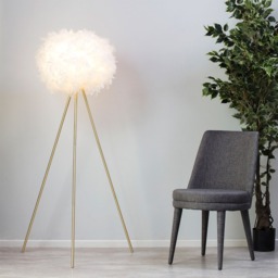 Plume Feather Tripod Floor Lamp, Brass - thumbnail 8