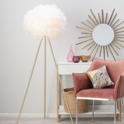Plume Feather Tripod Floor Lamp, Brass - thumbnail 3
