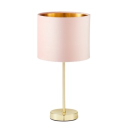 Velvet Table Lamp, Pink and Brass - thumbnail 9