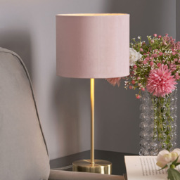 Velvet Table Lamp, Pink and Brass - thumbnail 8