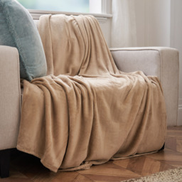Jumbo Microfleece Throw, Latte - thumbnail 4