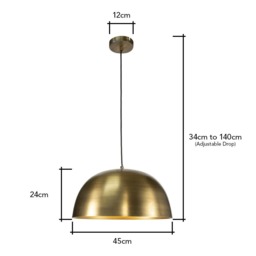 Sofia Large Dome Ceiling Pendant, Brass - thumbnail 7