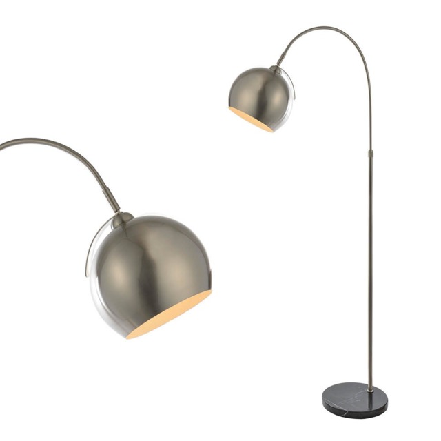 Benson Curved Floor Lamp, Satin Nickel - image 1
