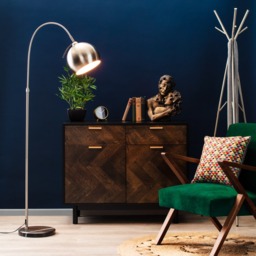 Benson Curved Floor Lamp, Satin Nickel - thumbnail 3