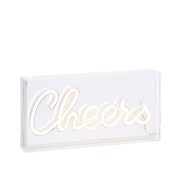 Glow LED Cheers Acrylic Neon Style Light Box, White - image 1