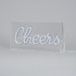Glow LED Cheers Acrylic Neon Style Light Box, White - thumbnail 5