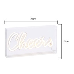 Glow LED Cheers Acrylic Neon Style Light Box, White - thumbnail 7