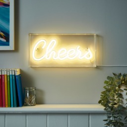 Glow LED Cheers Acrylic Neon Style Light Box, White - thumbnail 3
