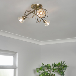 Marianne Small Flush Ceiling Light, Brass - thumbnail 3