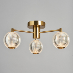 Rimi 3 Light LED Semi Flush Ceiling Light, Satin Brass - thumbnail 4