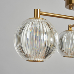 Rimi 3 Light LED Semi Flush Ceiling Light, Satin Brass - thumbnail 6