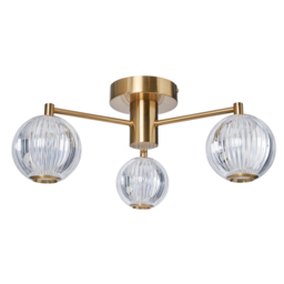 Rimi 3 Light LED Semi Flush Ceiling Light, Satin Brass - thumbnail 7