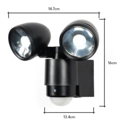 Orion Twin LED Spotlight with PIR Sensor, Black - thumbnail 8