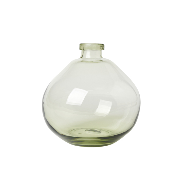Recycled Round Glass Vase, Green Tint - image 1