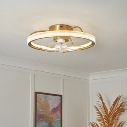 Lyona LED Dimmable Fan Ceiling Light, Brass - thumbnail 3