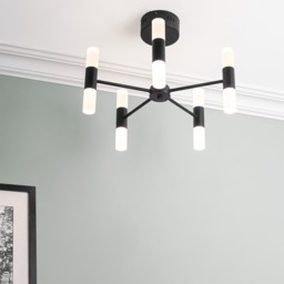 Lois 10 Light Semi Flush Ceiling Light, Black - thumbnail 4