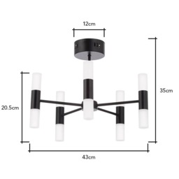 Lois 10 Light Semi Flush Ceiling Light, Black - thumbnail 8