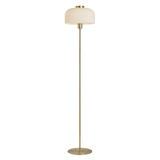 Binita Glass Ribbed Floor Lamp, Opal & Brass - image 1
