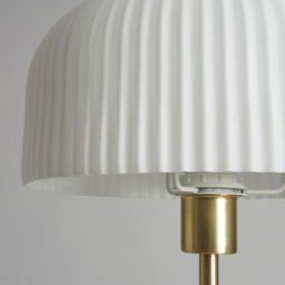 Binita Glass Ribbed Floor Lamp, Opal & Brass - thumbnail 7