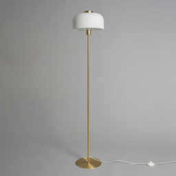 Binita Glass Ribbed Floor Lamp, Opal & Brass - thumbnail 5