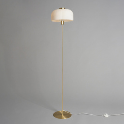 Binita Glass Ribbed Floor Lamp, Opal & Brass - thumbnail 4