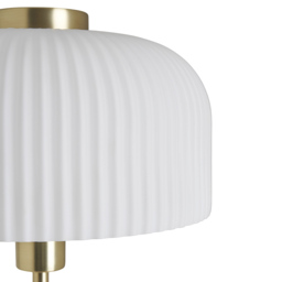 Binita Glass Ribbed Floor Lamp, Opal & Brass - thumbnail 9