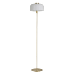 Binita Glass Ribbed Floor Lamp, Opal & Brass - thumbnail 8