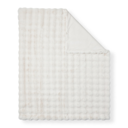 Scalloped Faux Fur Throw, Cream - thumbnail 3