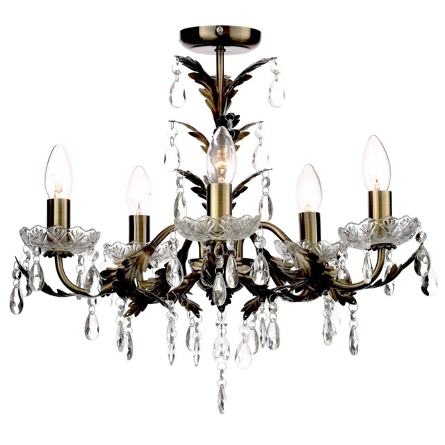 Paisley Flush Chandelier, Antique Brass - image 1