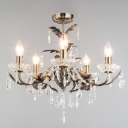 Paisley Flush Chandelier, Antique Brass - thumbnail 4